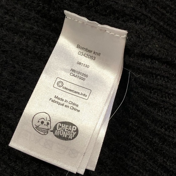 ‼️WEEKEND SALE‼️ Cheap Monday☀️Knit black zip up sweater - Picture 10 of 12